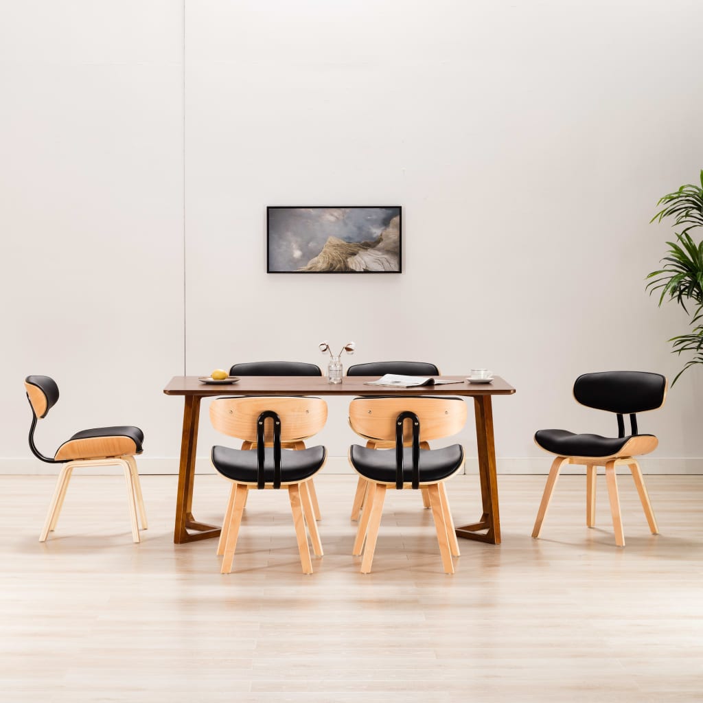 Sillas de comedor 2 uds madera curvada y cuero sintético crema