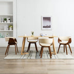 Sillas de comedor 2 uds madera curvada y cuero sintético crema