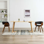 Sillas de comedor 2 uds madera curvada y cuero sintético crema