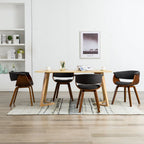 Sillas de comedor 2 uds madera curvada y cuero sintético crema