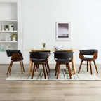 Sillas de comedor 2 uds madera curvada y cuero sintético crema