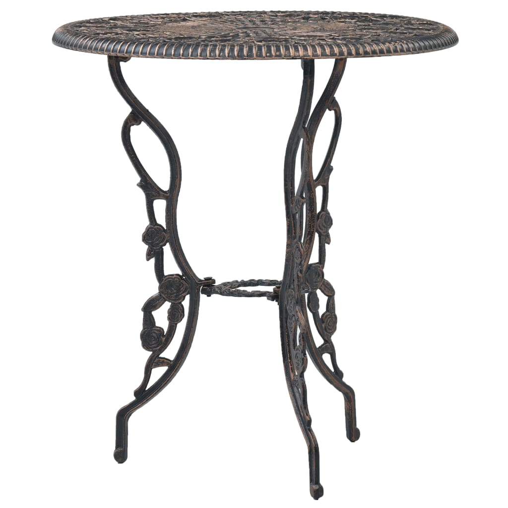 Mesa y sillas bistró de jardín 3 piezas aluminio fundido