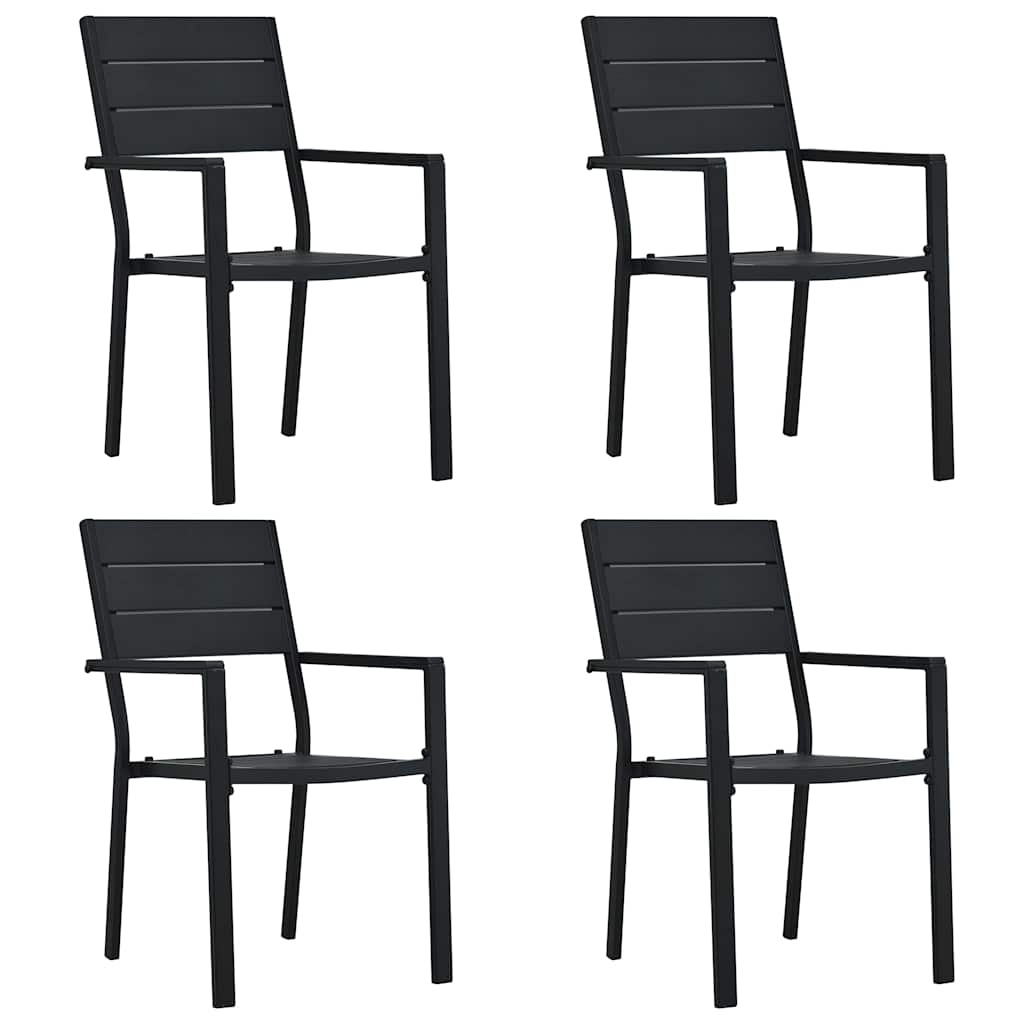 Garden chairs 4 pcs HDPE wood look white