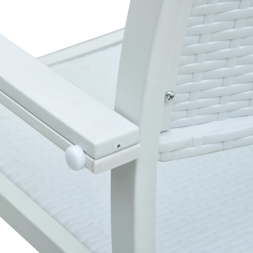 Sillas de jardín 4 unidades plástico con aspecto ratán blanco