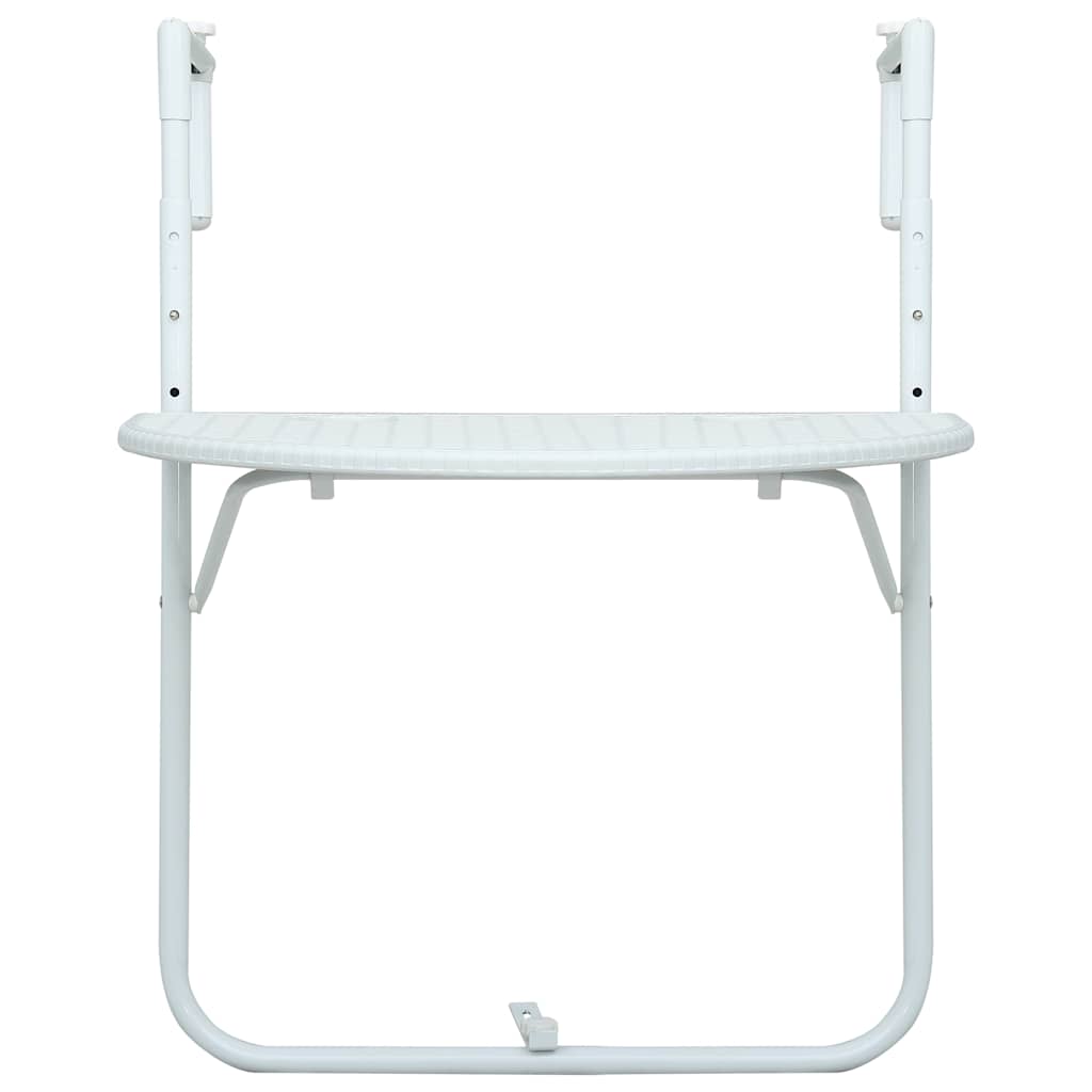 Mesa balcón colgante plástico aspecto ratán blanco 60x64x83,5cm
