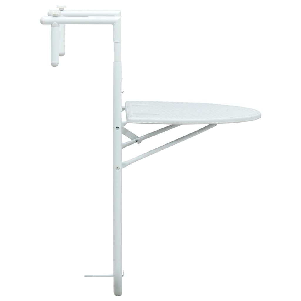 Mesa balcón colgante plástico aspecto ratán blanco 60x64x83,5cm