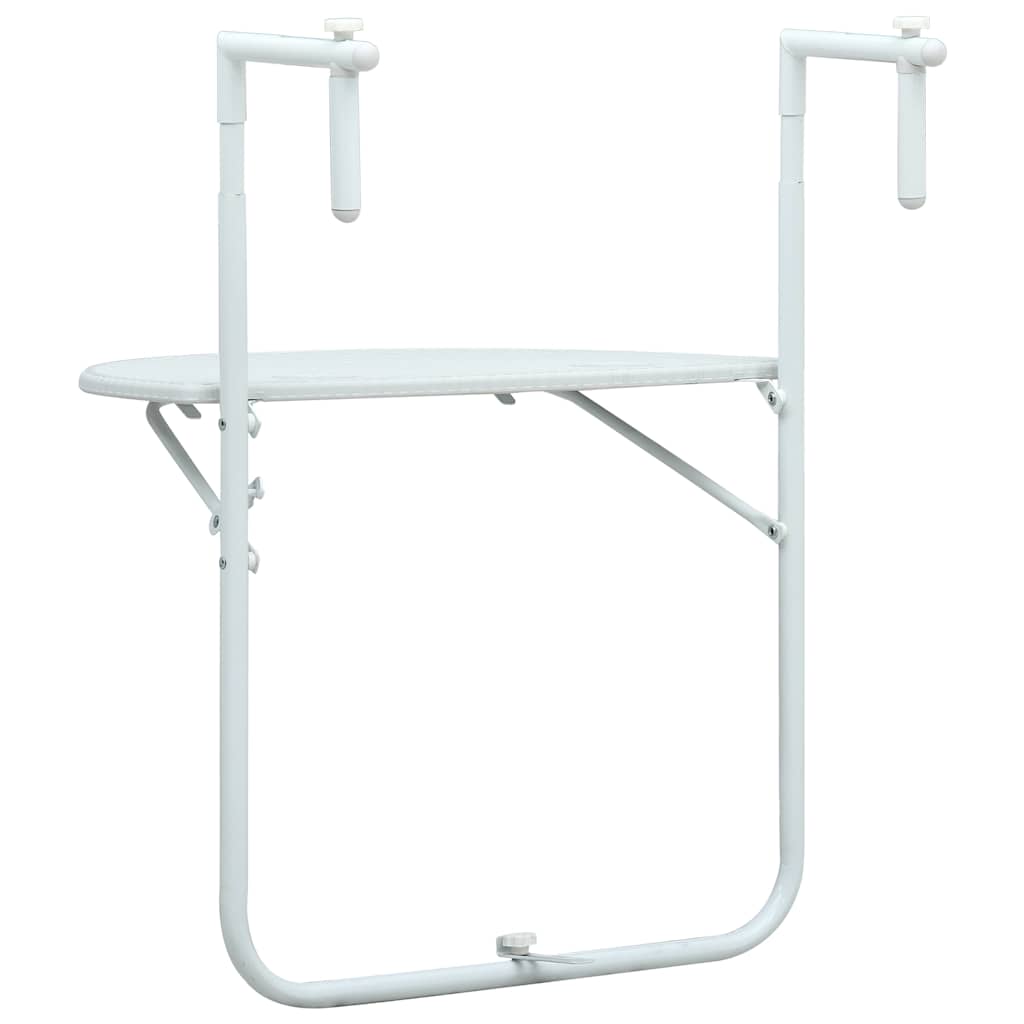 Mesa balcón colgante plástico aspecto ratán blanco 60x64x83,5cm