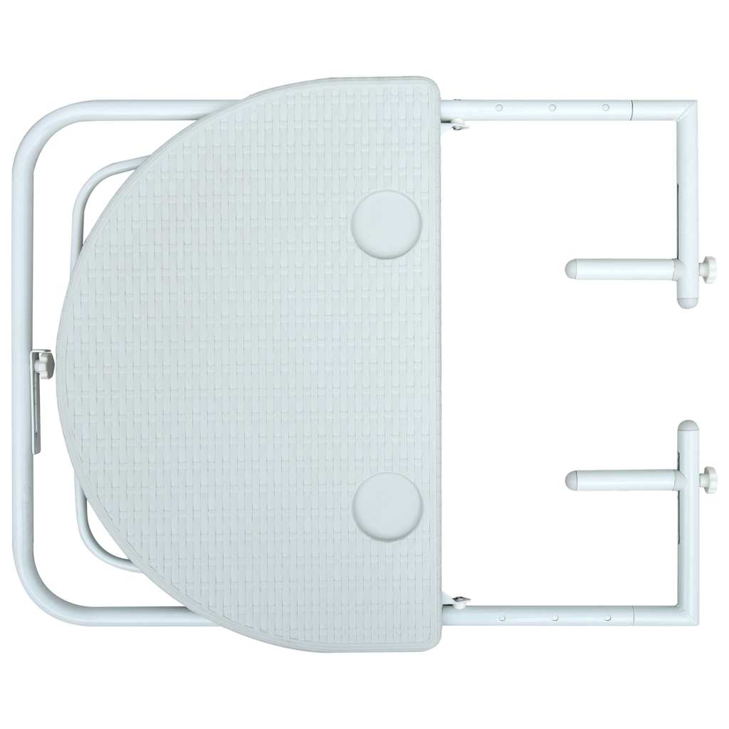 Mesa balcón colgante plástico aspecto ratán blanco 60x64x83,5cm