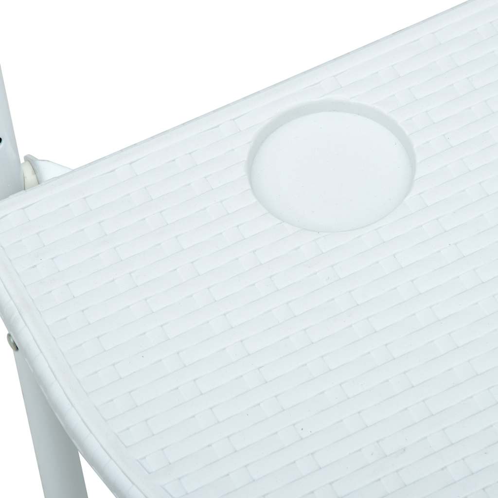 Mesa balcón colgante plástico aspecto ratán blanco 60x64x83,5cm