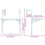 Mesa balcón colgante plástico aspecto ratán blanco 60x64x83,5cm
