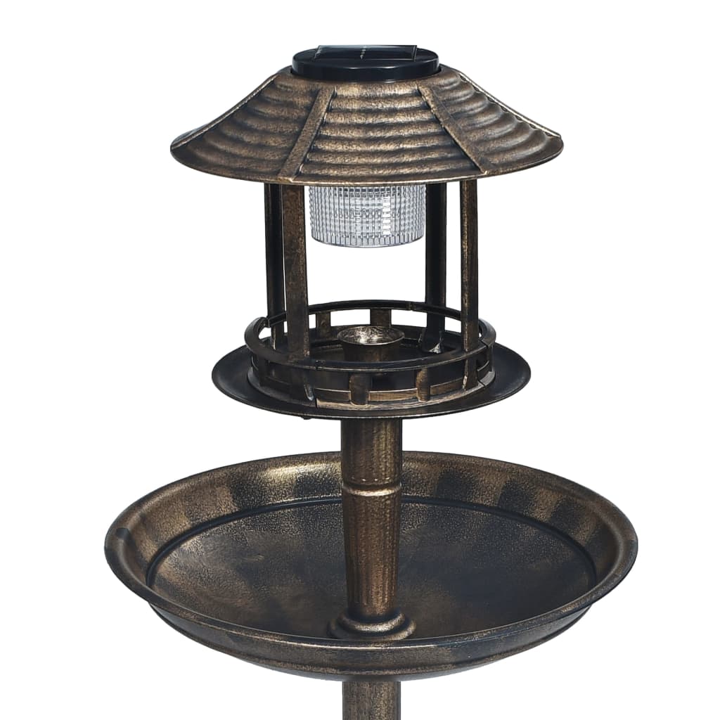 Bebedero decorativo para pájaros con luces LED solares plástico