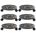 Soporte con ruedas de plantas 6 uds plástico color bronce 30 cm