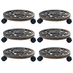Soporte con ruedas de plantas 6 uds plástico color bronce 30 cm