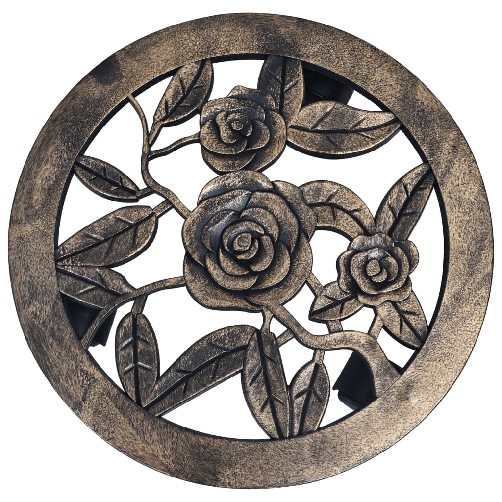 Soporte con ruedas de plantas 6 uds plástico color bronce 30 cm
