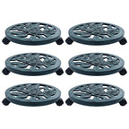 Soporte con ruedas de plantas 6 uds plástico color bronce 30 cm
