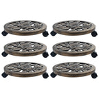 Soporte con ruedas de plantas 6 uds plástico color bronce 30 cm