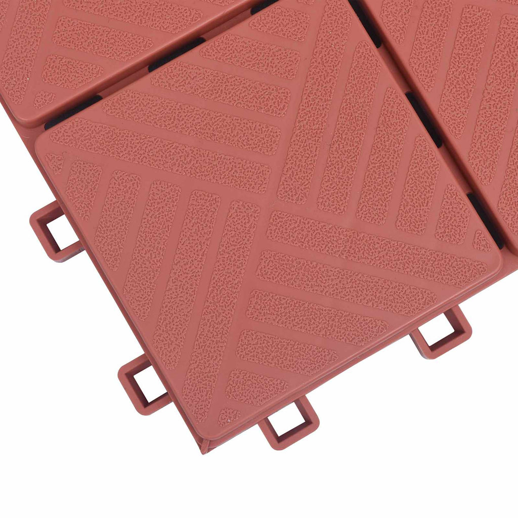 Tile de Decking 10 pcs Rojo 30,5 x 30,5 x 2,2 cm Polipropileno