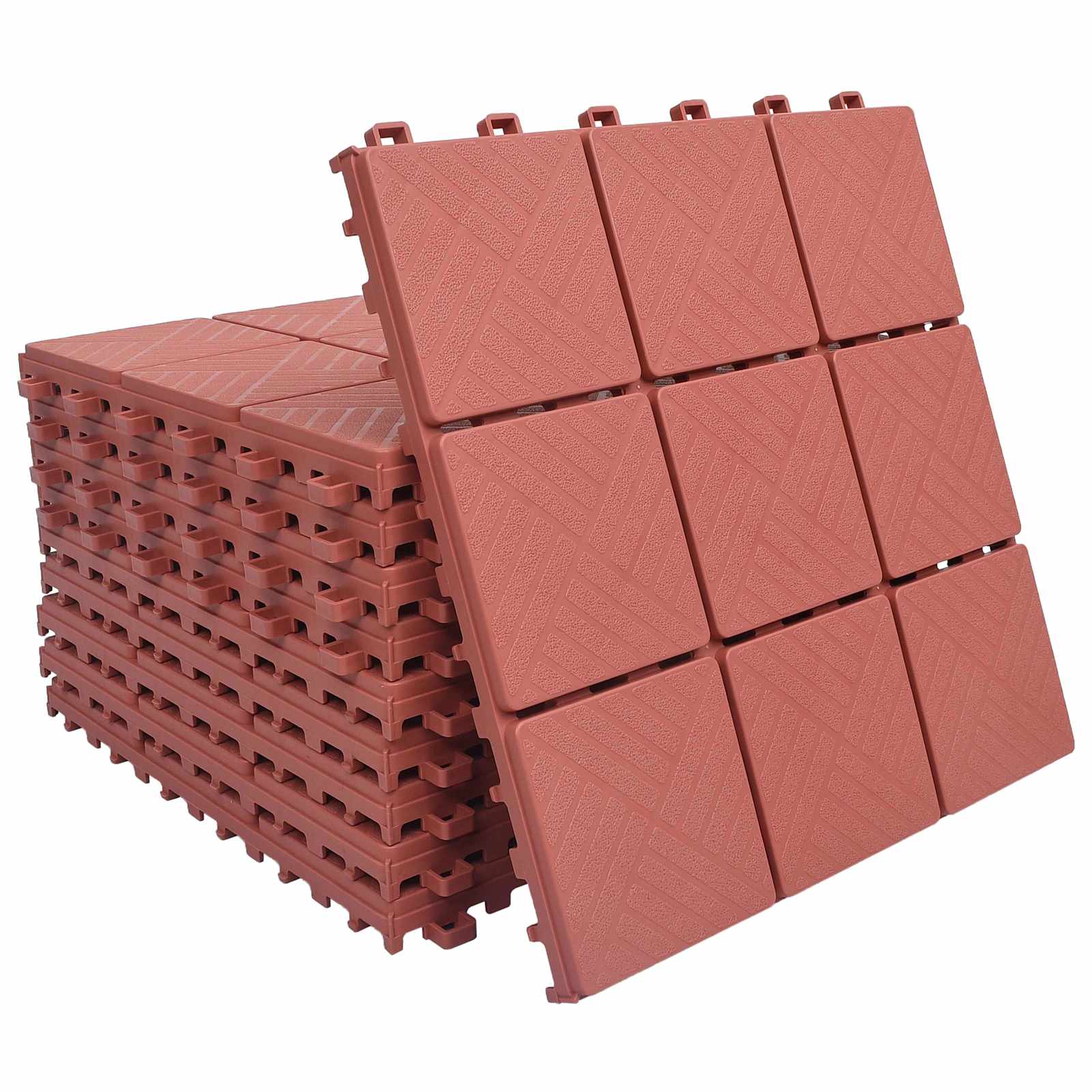 Tile de Decking 10 pcs Rojo 30,5 x 30,5 x 2,2 cm Polipropileno
