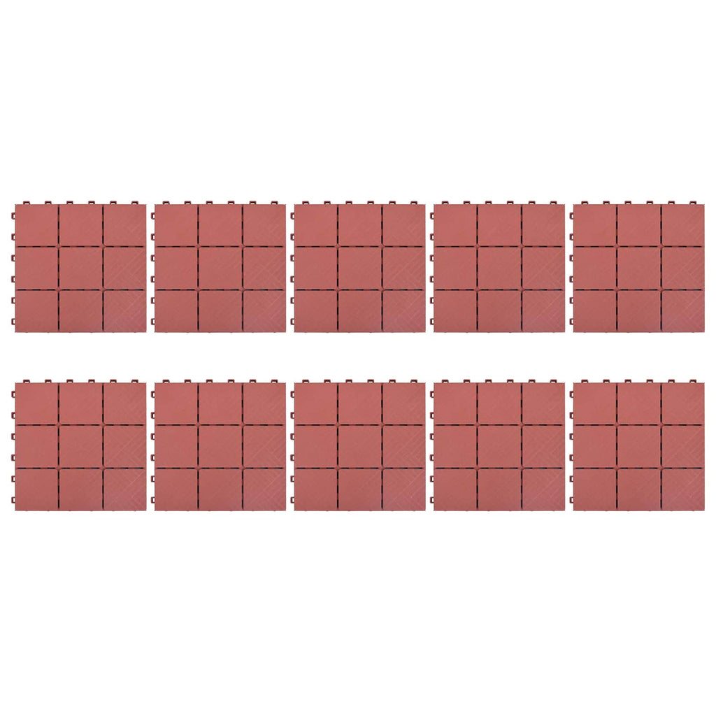 Tile de Decking 10 pcs Rojo 30,5 x 30,5 x 2,2 cm Polipropileno