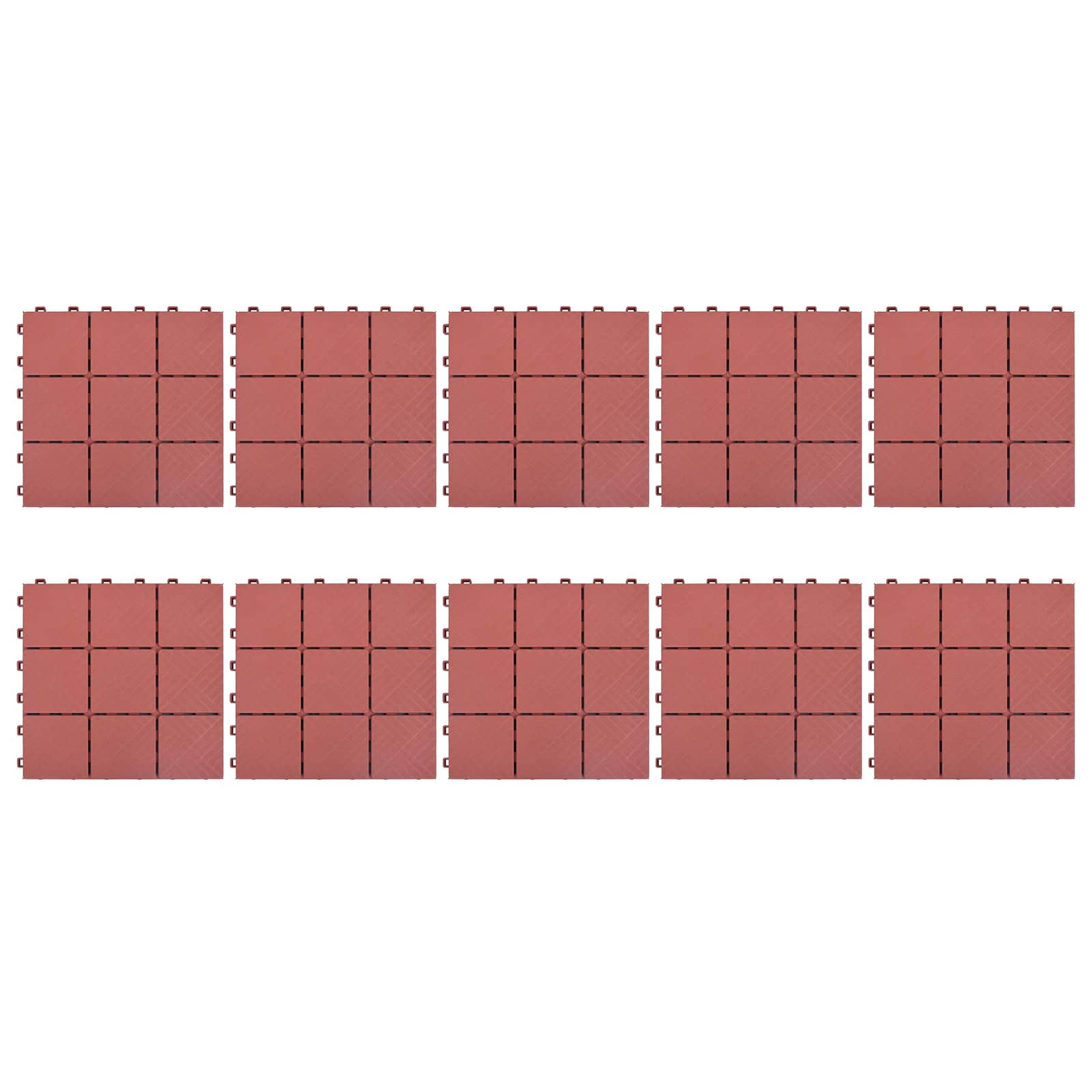 Tile de Decking 10 pcs Rojo 30,5 x 30,5 x 2,2 cm Polipropileno