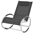 Silla mecedora de jardín de textilene negro