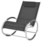 Silla mecedora de jardín de textilene negro