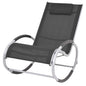 Silla mecedora de jardín de textilene negro