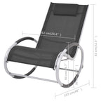 Silla mecedora de jardín de textilene negro