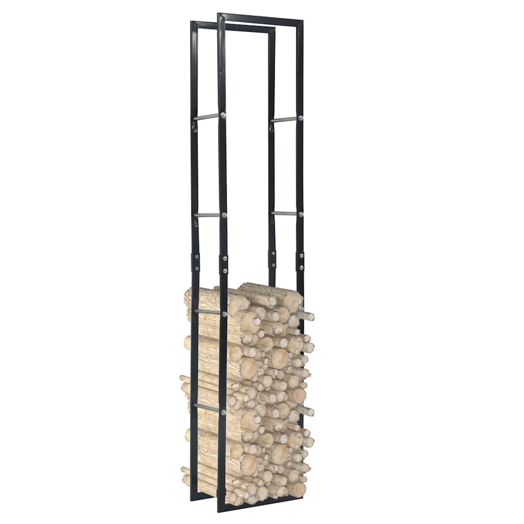 Black steel log rack 100x25x100 cm