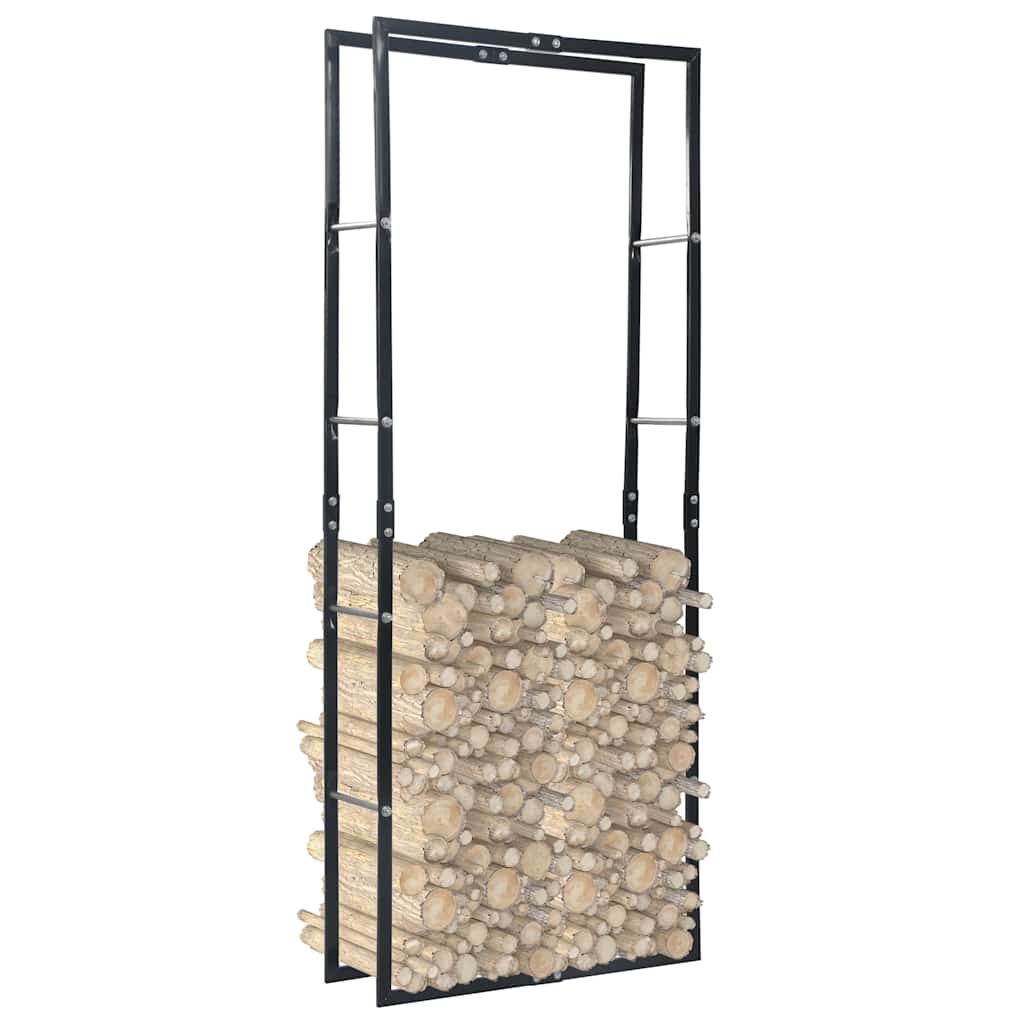Black steel log rack 100x25x100 cm