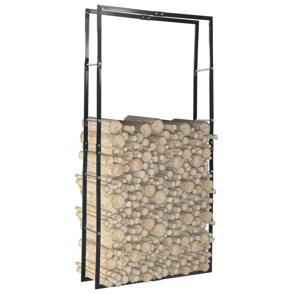 Black steel log rack 100x25x100 cm