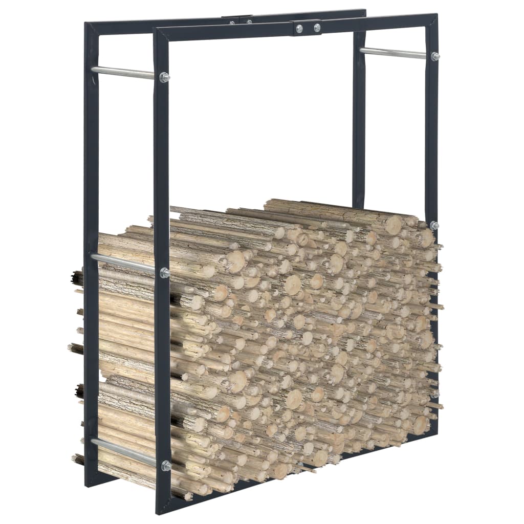 Black steel log rack 100x25x100 cm