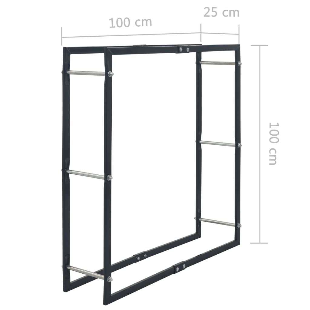 Leñero de acero negro 100x25x100 cm