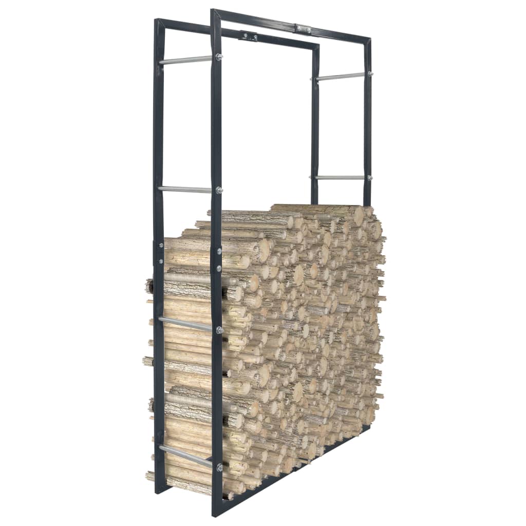 Black steel log rack 100x25x100 cm