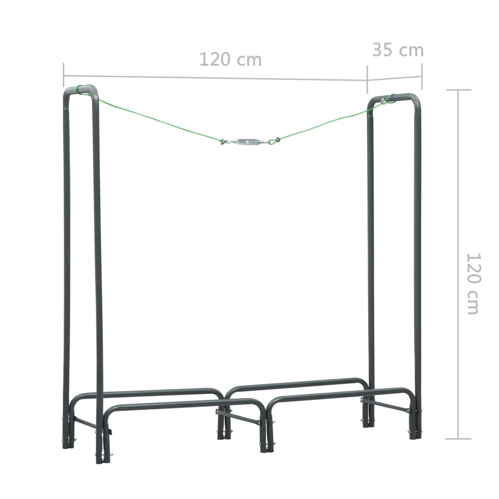 Leñero de acero gris antracita 120x35x120 cm