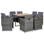 Set comedor de jardín 9 piezas y cojines ratán sintético beige