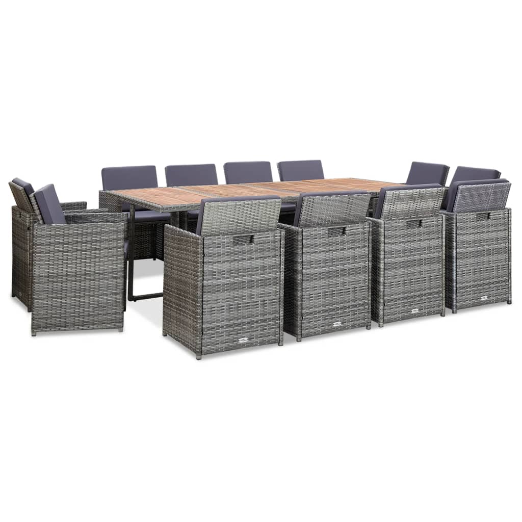 Conjunto de bistrô de jardim 5 peças vime sintético cinzento