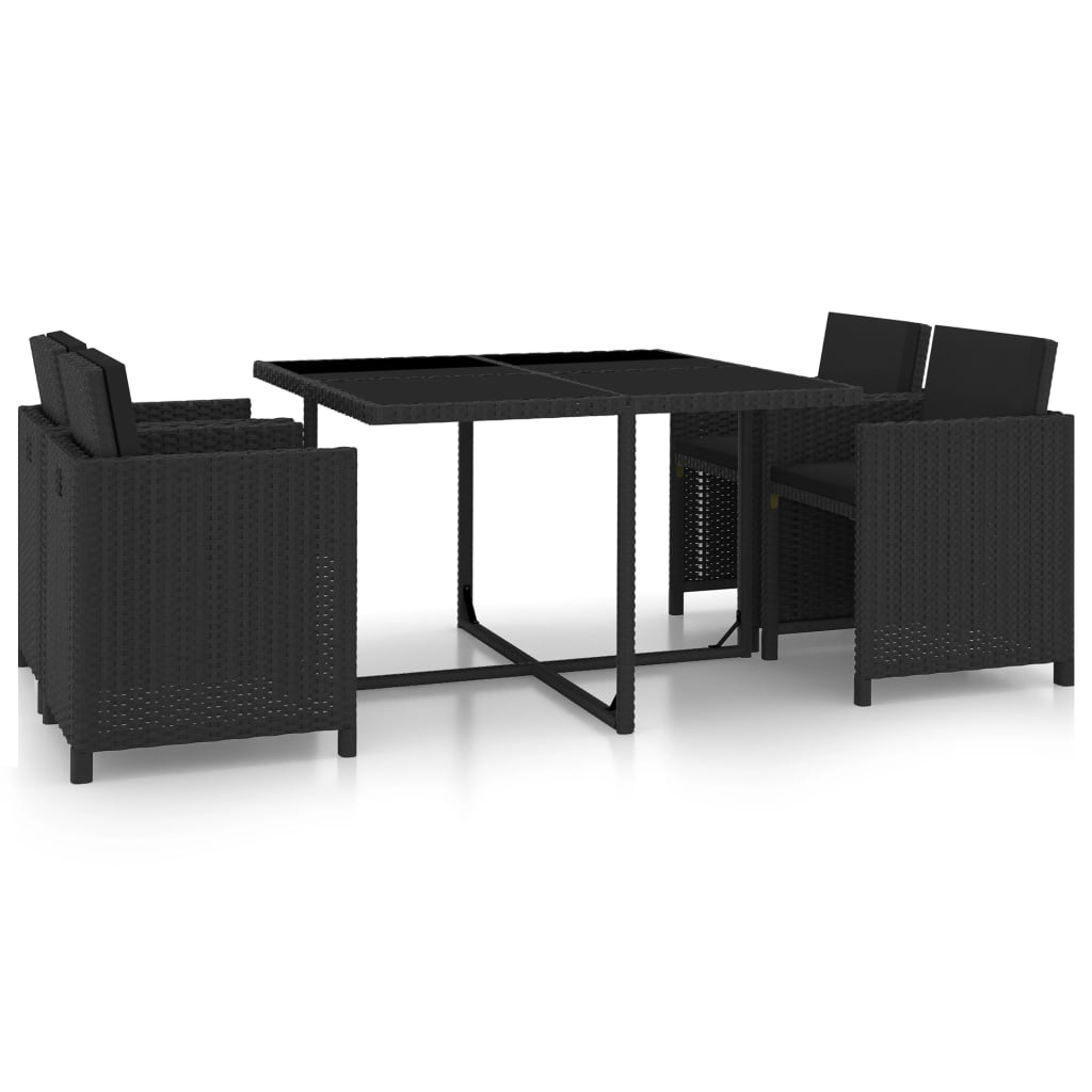 Set de comedor de jardín 11 pzas y cojines ratán sintético gris