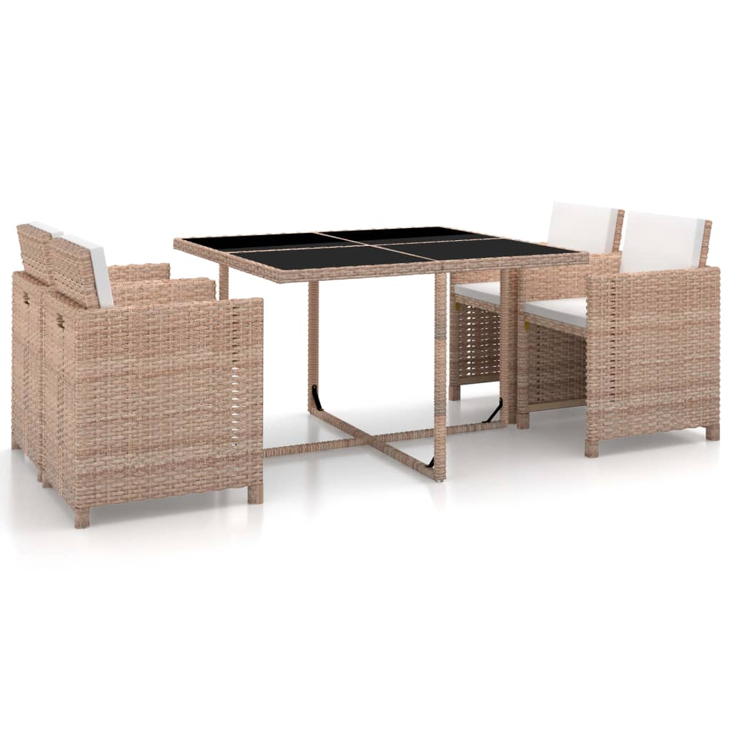Set de comedor de jardín 11 pzas y cojines ratán sintético gris