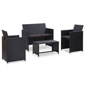 Set de muebles de jardín 4 pzas y cojines ratán sintético negro