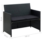 Set de muebles de jardín 4 pzas y cojines ratán sintético negro
