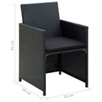 Set de muebles de jardín 4 pzas y cojines ratán sintético negro