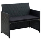 Set de muebles de jardín 4 pzas y cojines ratán sintético negro