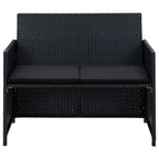 Set de muebles de jardín 4 pzas y cojines ratán sintético negro