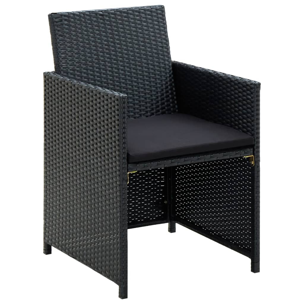 Set de muebles de jardín 4 pzas y cojines ratán sintético negro