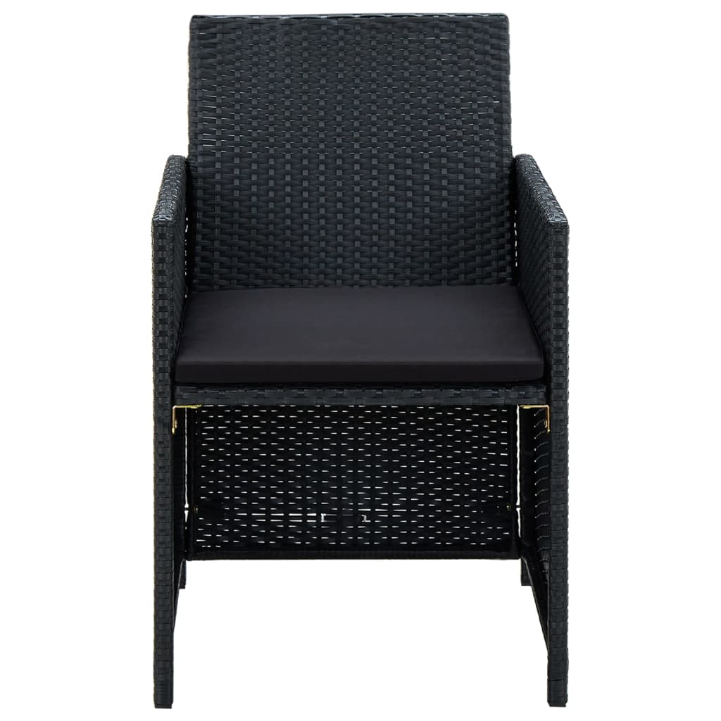 Set de muebles de jardín 4 pzas y cojines ratán sintético negro