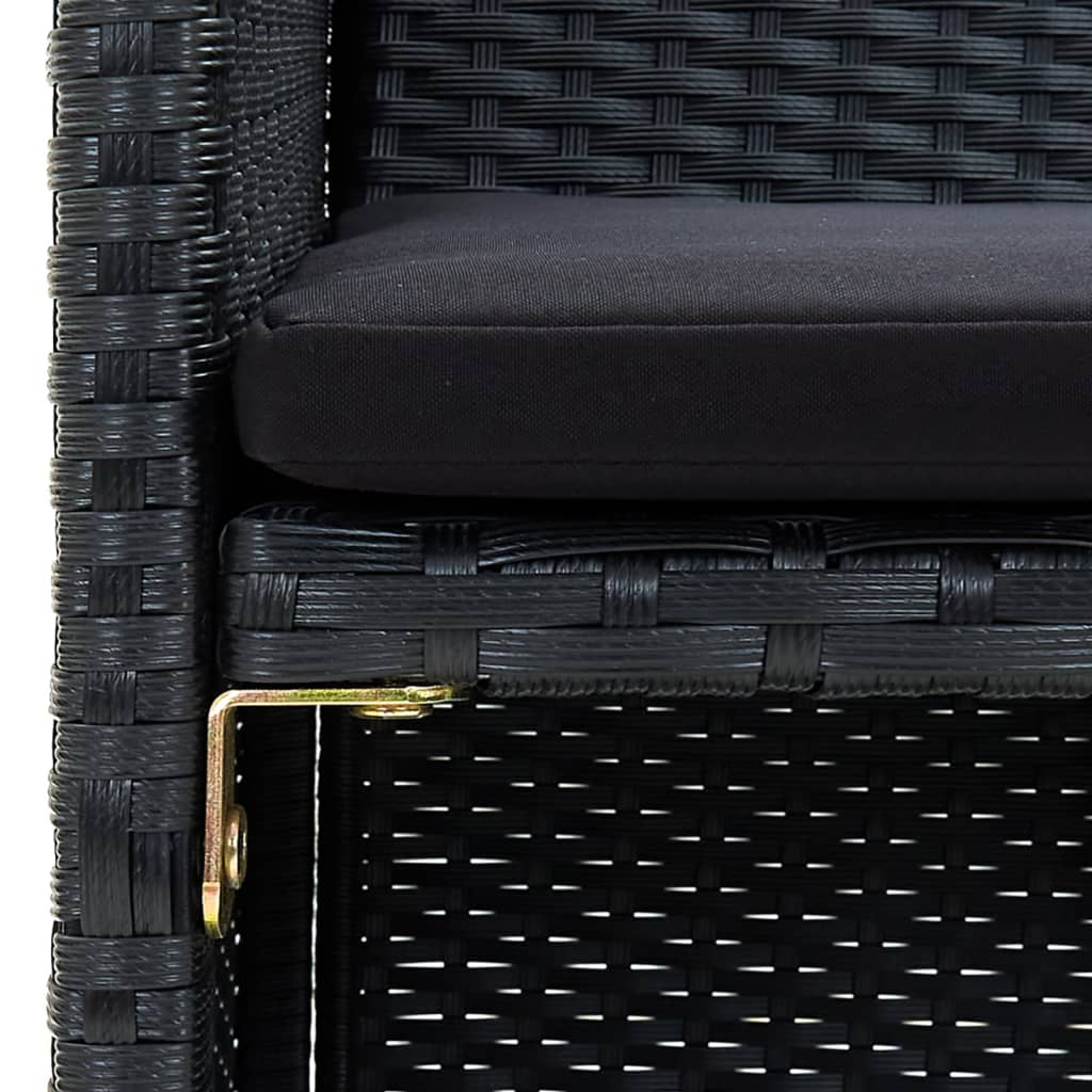 Set de muebles de jardín 4 pzas y cojines ratán sintético negro