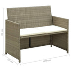 Set de muebles de jardín 4 pzas y cojines ratán sintético beige