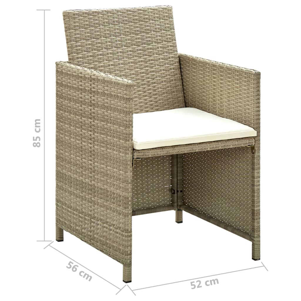 Set de muebles de jardín 4 pzas y cojines ratán sintético beige