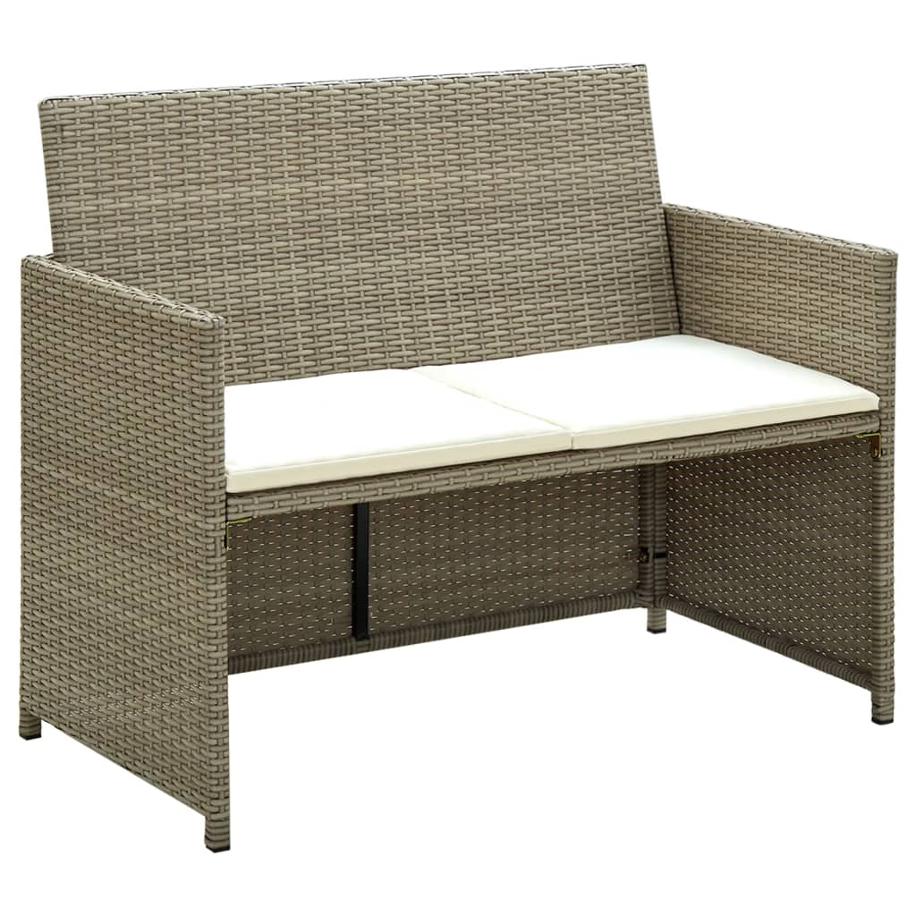 Set de muebles de jardín 4 pzas y cojines ratán sintético beige